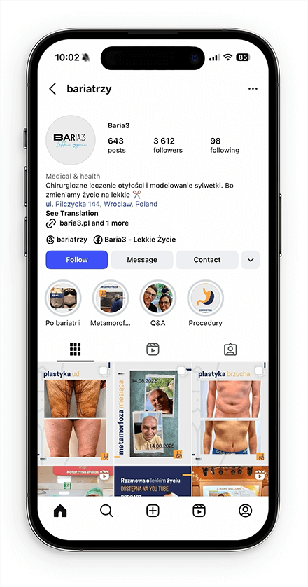 Zobacz profil na Instagramie klinki Baria3